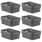Kit 6 Caixa Plástica 2L Organizadora Multiuso OU Cube Cinza Kit 6 Caixa Plástica 2L Organizadora Multiuso OU Cube Cinza