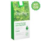 Kit 6 Caixas Folhas Prontas Cera Depilatória Depilação Facial Depilflax Hortela Profissional