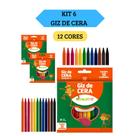 Kit 6 Caixas Giz de Cera Fino 88mm Caixa com 12 Cores Leo&Leo Kit 6 Caixas Giz de Cera Fino 88mm Caixa com 12 Cores Leo&Leo
