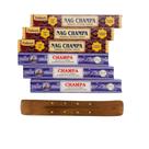 Kit 6 Caixas Incenso Massala Nag Champa Tulasi e Flute NagChampa + Incensário Indiano