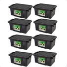 kit 6 Caixas Organizadora Multiuso Preta 25L Empilhável