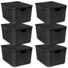 Kit 6 Caixas Organizadora Rattan 7 Litros C/ Tampa Preta