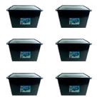 Kit 6 Caixas Organizadoras 56 Litros C/ Tampa e Trava Preta 25793PM Arqplast Kit 6 Caixas Organizadoras 56 Litros C/ Tampa e Trava Preta 25793PM Arqplast