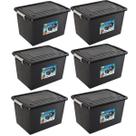 Kit 6 Caixas Organizadoras 56 Litros Tampa E Trava Preta Kit 6 Caixas Organizadoras 56 Litros Tampa E Trava Preta