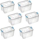 Kit 6 Caixas Organizadoras Box Grande Multiuso 56 Litros Transparente