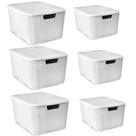 Kit 6 Caixas Organizadoras Brancas Rattan com Tampa 7L e 15L