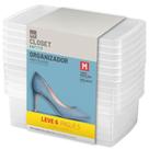 Kit 6 Caixas Organizadoras de Sapatos Calçados M Plástico Empilhável Ordene Transparente My Closet