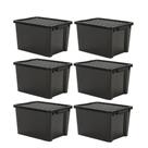 Kit 6 Caixas Organizadoras Ecobox 80L - Preto