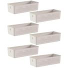 Kit 6 Caixas Organizadoras Multiuso 4,5L Flow Bege Cesto Retangular Closet Banheiro Lavanderia