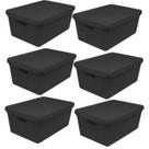 Kit 6 Caixas Organizadoras Multiuso Decorativa 15L Preta