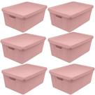 Kit 6 Caixas Organizadoras Multiuso Decorativa Juta 15L Rosa