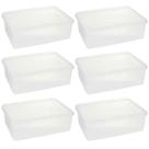 Kit 6 Caixas Organizadoras Plásticas Empilháveis com Tampa 3,5L Plasvale Retangular