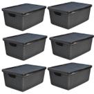 Kit 6 Caixas Organizadoras Preta 16 Litros Jutta Com Tampa