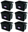 Kit 6 Caixas Organizadoras Preta 56 Litros c/ Travas PP Uninjet Kit 6 Caixas Organizadoras Preta 56 Litros c/ Travas PP Uninjet