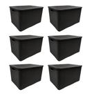 Kit 6 Caixas Organizadoras Rattan 7L Arqplast Preta com Tampa Plástico Multiuso