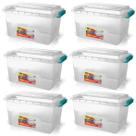 Kit 6 Caixas Organizadoras Transparente 19 L Tampa e Travas Kit 6 Caixas Organizadoras Transparente 19 L Tampa e Travas