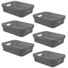 Kit 6 Caixas Plástica 4,8L Organizadora Multiuso OU Cinza