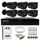 Kit 6 Câmeras Bullet Black Tudo Forte TF 2020 B Full HD 1080p Visão Noturna 20M Proteção IP66 + DVR Tudo Forte TFHDX 3308 8 Canais + HD 1TB Purple