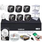 Kit 6 Câmeras de Segurança hd Dvr 8 Ch Intelbras Full hd Completo + Grade Proteção + Caixa Conector