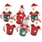 Kit 6 Caneca 200ml+6 Papai Noel ou Boneco Neve Enfeite Natal