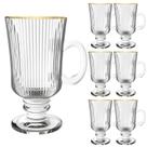 Kit 6 Caneca Capuccino CháCafé Irish Coffee Grafiatto Gold Transparente 220ml