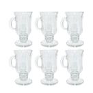 Kit 6 Caneca Tradicional Clássica Para Irish Coffee Café Chocolate Quente Cappuccino Taça Transparente 230ml