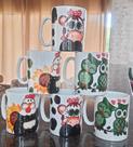 Kit 6 CANECAS 300ML PORCELANA DECORADA BICHOS
