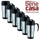 Kit 6 Canecas Aço Inoxidável Térmica com Tampa e Alça Para Viagem