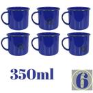 kit 6 Canecas Esmaltada Azul 350 ml Retro canecas de café esmaltadas para acampamento de metal pequenas clássicas portáteis