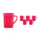 Kit 6 Canecas Quadrada Rosa Neon 250Ml Plástico Premium