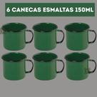 Kit 6 Canecas VERDE 150ml Esmaltadas Copo Vintage Café Chá