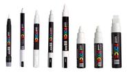 KIT 6 Canetas Posca Branca PC-1MR.3M.5M.7M.8K e 17K Uni-Ball