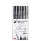 Kit 6 Canetas UNI PIN 200 Preto Cinza Brush Lettering