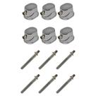 Kit 6 Canoa Tom Caixa Bumbo Cromo 19.1 + 6 Parafuso 45mm M6