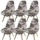 Kit 6 Capa de Cadeira Charles Eames Eiffel Pé Palito Malha Estampada Kit 6 Capa de Cadeira Charles Eames Eiffel Pé Palito Malha Estampada