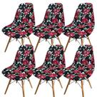 Kit 6 Capa de Cadeira Charles Eames Eiffel Pé Palito Malha Estampada Kit 6 Capa de Cadeira Charles Eames Eiffel Pé Palito Malha Estampada
