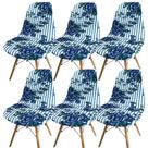 Kit 6 Capa de Cadeira Charles Eames Eiffel Pé Palito Malha Estampada