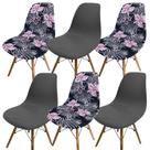 Kit 6 Capa de Cadeira Charles Eames Eiffel Pé Palito Malha Mista