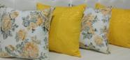 Kit 6 Capas Almofadas Jacquard Amarelo E Floral 45x45 Zíper