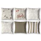 Kit 6 Capas de Almofada 40cm x 40cm Decorativas Estampadas Digital Coloridas Sala Sofá Quarto