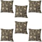 Kit 6 Capas de Almofada Impermeável Jacquard Floral Marrom 45cmx45cm Kit 6 Capas de Almofada Impermeável Jacquard Floral Marrom 45cmx45cm