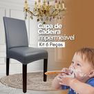 Kit 6 Capas de Cadeira Impermeável - Cinza