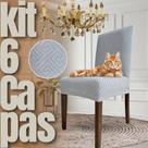 Kit 6 Capas de Cadeira Linha Gold Anti Gato Egípcia - Cinza Claro