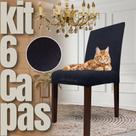 Kit 6 Capas de Cadeira Linha Gold Anti Gato Egípcia - Preto
