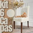 Kit 6 Capas de Cadeira Linha Gold Anti Gato Indiana - Creme