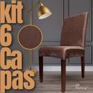 Kit 6 Capas de Cadeira Linha Premium Suede - Marrom