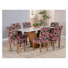 Kit 6 Capas Para Cadeira Jantar Malha Com Elástico Estampa Floral Vermelha Kit 6 Capas Para Cadeira Jantar Malha Com Elástico Estampa Floral Vermelha