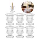 Kit 6 Castiçais Vidro Porta Vela Cônico Transparente