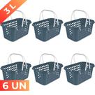 Kit 6 Cesta Cestinha Plástica Supermercado Compras 3L c/ Alça Resistente Leve Mulituso Portátil Kit 6 Cesta Cestinha Plástica Supermercado Compras 3L c/ Alça Resistente Leve Mulituso Portátil