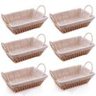Kit 6 Cestas Papel 29x12cm Servir Pães Restaurantes Forro Tecido Frutas Decoração Retangulares Wolff